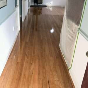Freshly polished timber floor with high-gloss finish in a modern Sydney home